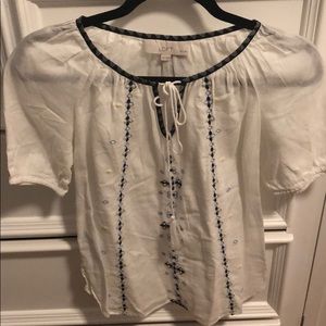 Loft Linen Top with Embroidery
